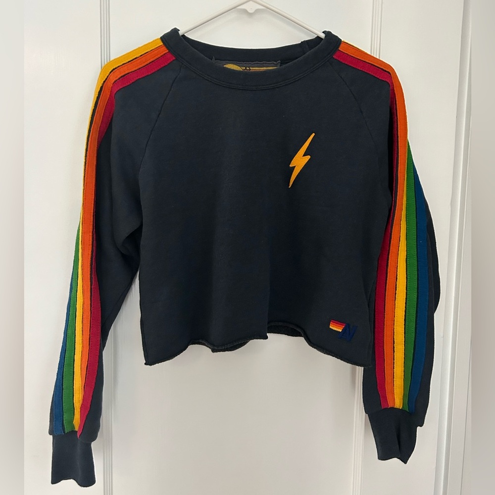 Aviator Nation navy cropped sweatshirt